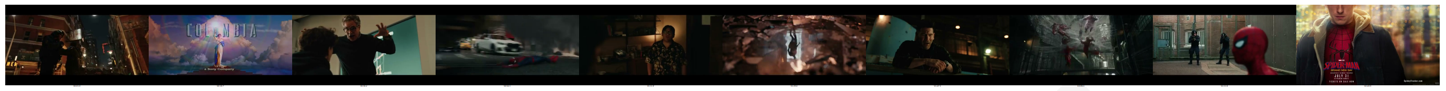 DCProof screenshot timeline: ten key frames sampled across the Spider-Man: Brand New Day trailer